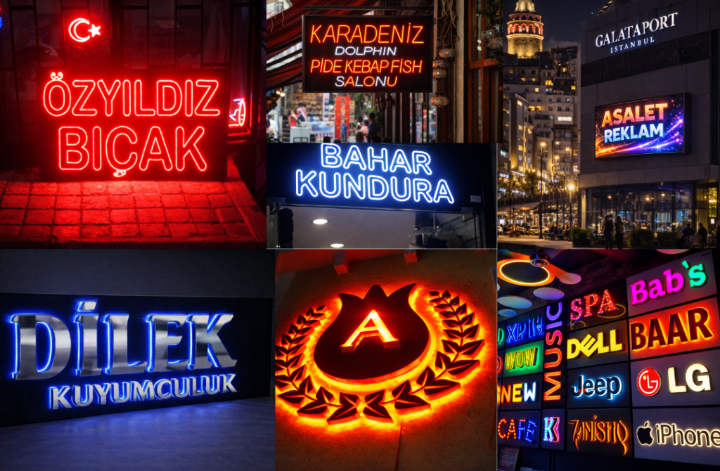 Gece led aydınlatmalı ışıklı tabela uygulaması - Asalet Reklam